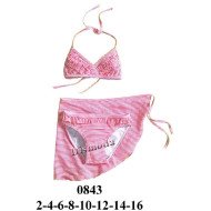 0843 - Molde de Traje de baño niña dos piezas con pareo