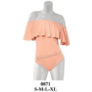 0871 - Molde de Body con escote hombros descubiertos, elástico en escote y volado amplio alrededor del busto