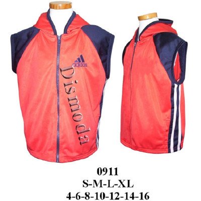 0911 - Molde de Polerón sin mangas aplicación en hombro con franja y gorro