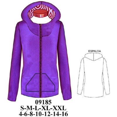 09185 - Molde de Polerón cuello y gorro alto