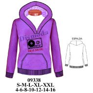 09338 - Molde de Polerón escote cuadrado gorro con forro