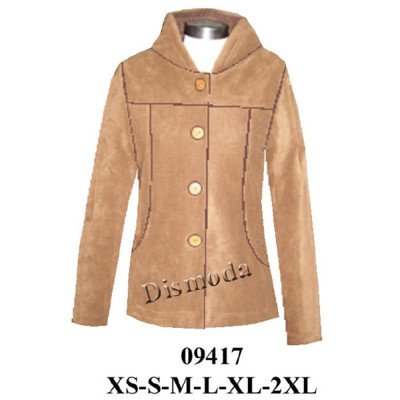 09417 - Molde de Chaqueta con gorro, canesú delantero, cierre con botones visibles y bolsillos laterales en corte curvo