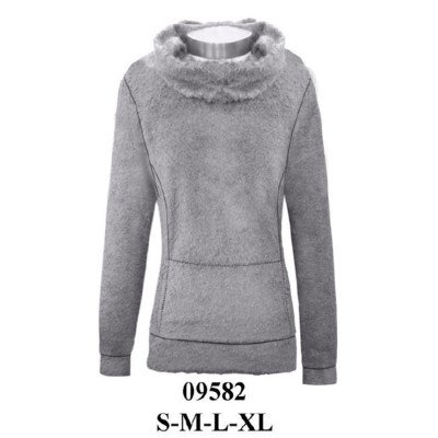 09582 - Molde de Polerón con cuello alto tipo bufanda, manga larga ranglan, bolsillo canguro, pretina y puños rectos