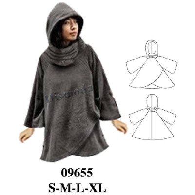 09655 - Molde de Poncho raglan cruzado con gorro 09655 - Molde de Poncho raglan cruzado con gorro