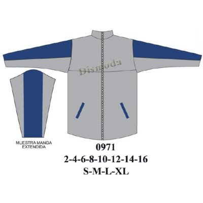 0971 - Molde de Polerón polar con corte en delantero y mangas