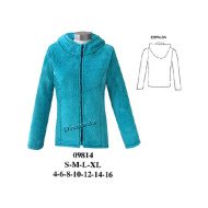 09814 - Molde de Chaqueta con gorro, cierre central, cortes princesa y bolsillos delanteros discretos en costura