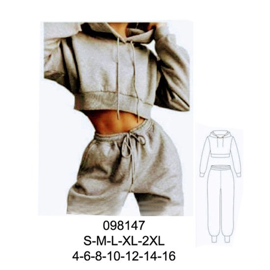 098147 - Molde de Conjunto poleron corto y pantalon con puño