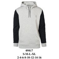 09817 - Molde de Polerón con capucha, mangas largas en contraste, y puños y pretina acanalados