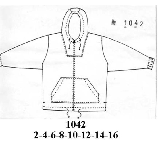 1042 - Molde de Casacon niño con cierre y gorro