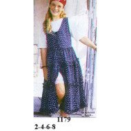 1179 - Molde de Vestido largo sin mangas con escote redondo corte bajo el busto y faldón amplio