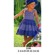 1180 - Molde de Vestido sin mangas con escote cuadrado, tirantes anchos, corte en la cintura y falda de tres niveles