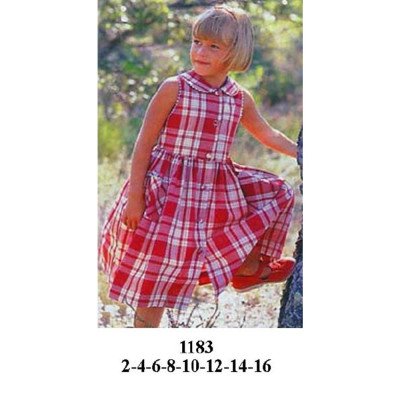 1183 - Molde de Vestido sin mangas con cuello camisero, botones al frente, cintura fruncida