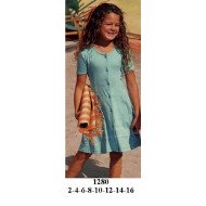 1280 - Molde de Vestido corte princesa de niña abotonado