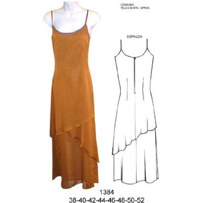 1384 - Molde de Vestido asimétrico 1384 - Molde de Vestido asimétrico