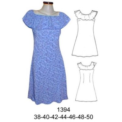 1394 - Molde de Vestido cortado al sesgo con rucha elasticada en escote 1394 - Molde de Vestido cortado al sesgo con rucha elasticada en escote