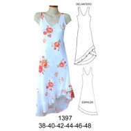1397 - Molde de Vestido escote en v con rucha en basta;