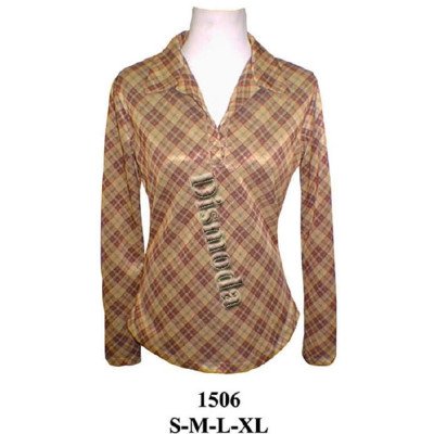 1506 - Molde de Blusa de cuello camisero con escote en v, cierre frontal con botones vista, manga larga y bajo delantero curvado 1506 - Molde de Blusa de cuello camisero con escote en v, cierre frontal con botones vista, manga larga y bajo delantero curvado