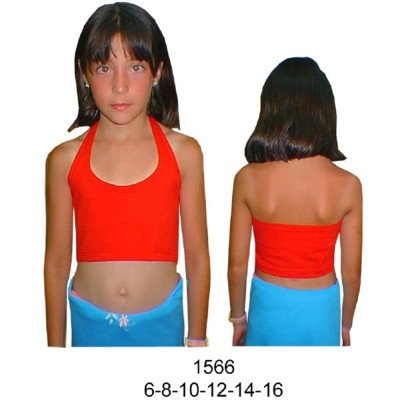 1566 - Molde de Top corto con escote redondo y tirantes anchos que se unen al centro de la espalda descubierta