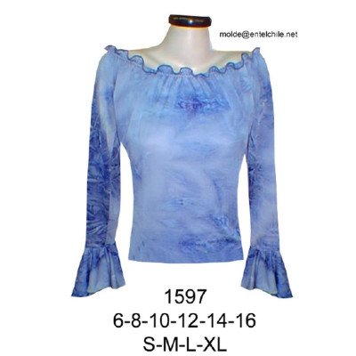 1597 - Molde de Polera gitana manga corta con rucha 1597 - Molde de Polera gitana manga corta con rucha