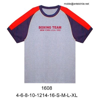 1608 - Molde de Polera raglan con cortes en mangas, cuello polo