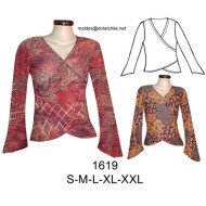 1619 - Molde de Polera cruzada manga basta ancha ;