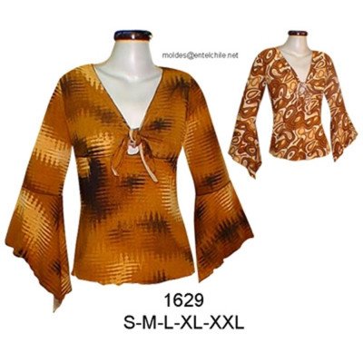 1629 - Molde de Polera con corte bajo el busto, con amarra; 1629 - Molde de Polera con corte bajo el busto, con amarra;