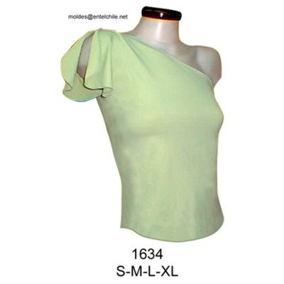 1634 - Molde de Polera asimétrica, manga con abertura;
