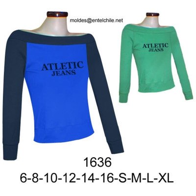 1636 - Molde de Polera cuello bote 1636 - Molde de Polera cuello bote