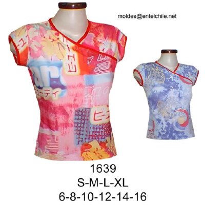 1639 - Molde de Polera cruzada ( imitación) manga pestaña; 1639 - Molde de Polera cruzada ( imitación) manga pestaña;