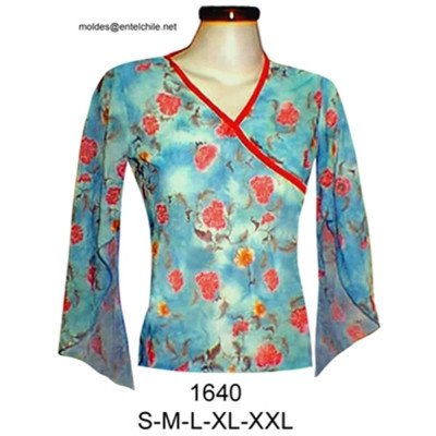1640 - Molde de Polera cruzada (imitación), manga asimétrica; 1640 - Molde de Polera cruzada (imitación), manga asimétrica;