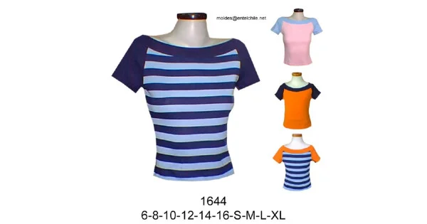 Molde 1644 Polera cuello bote manga corta