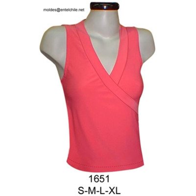 1651 - Molde de Polera cruzada sin manga;