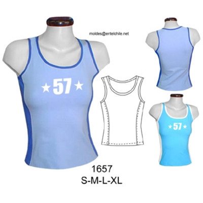 1657 - Molde de Polera camiseta con franja al costado,