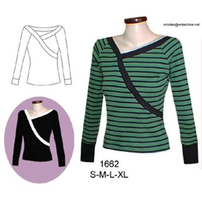 1662 - Molde de Polera cruzada asimétrica;