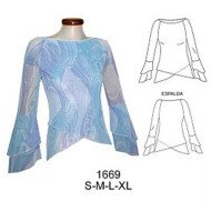 1669 - Molde de Polera cruzada manga raglan elástico en escote , ;