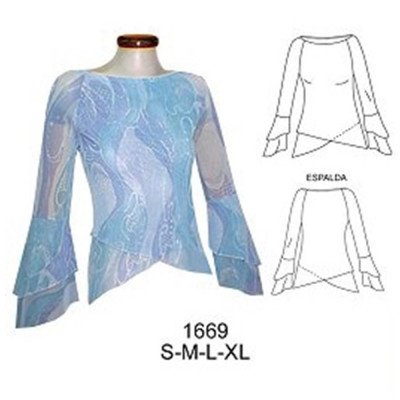 1669 - Molde de Polera cruzada manga raglan elástico en escote , ; 1669 - Molde de Polera cruzada manga raglan elástico en escote , ;