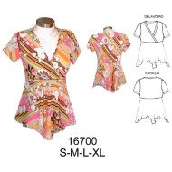 16700 - Molde de Polera cruzada corte bajo busto faldón evase