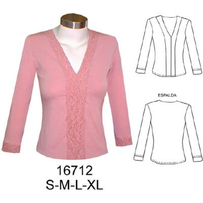 16712 - Molde de Polera escote en v 16712 - Molde de Polera escote en v