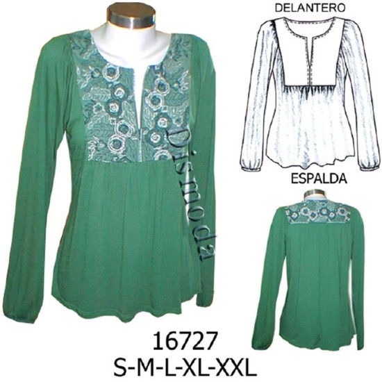 16727 - Molde de Polera amplia con canesú: 16727 - Molde de Polera amplia con canesú: