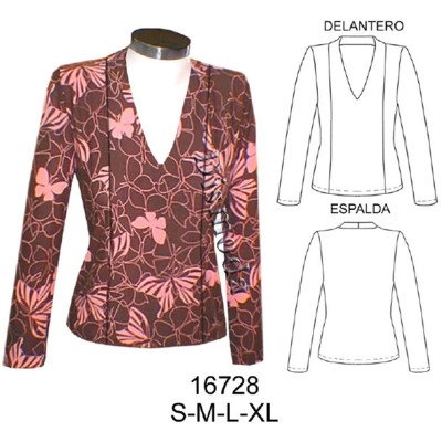 16728 - Molde de Polera escote v y cortes laterales 16728 - Molde de Polera escote v y cortes laterales