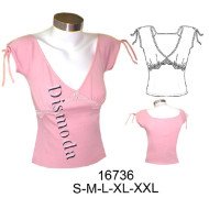 16736 - Molde de Polera corte bajo busto con aplicaciones en encaje elasticado