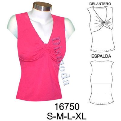 16750 - Molde de Polera con corte bajo busto, anudada