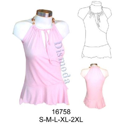 16758 - Molde de Polera cruzada con faldón asimétrico con abertura