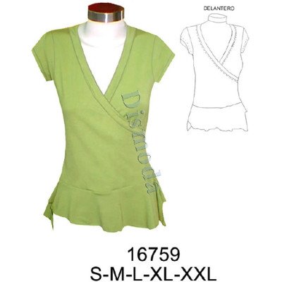 16759 - Molde de Polera cruzada con mangas, faldón asimétrico con abertura 16759 - Molde de Polera cruzada con mangas, faldón asimétrico con abertura