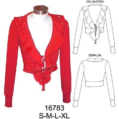 16783 - Molde de Chaleco dama con amarra en delantero, pretina y puño