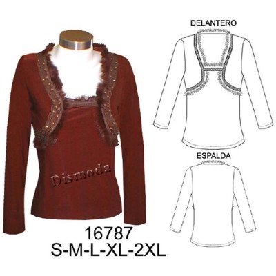 16787 - Molde de Polera con aplicación de piel imitación bolero 16787 - Molde de Polera con aplicación de piel imitación bolero