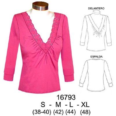 16793 - Molde de Polera con recogido en delantero escote v 16793 - Molde de Polera con recogido en delantero escote v