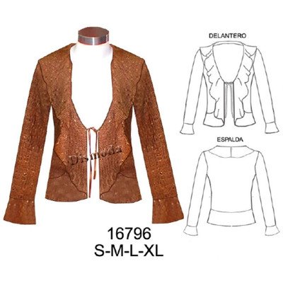 16796 - Molde de Chaleco tejido dama con pretina y puño