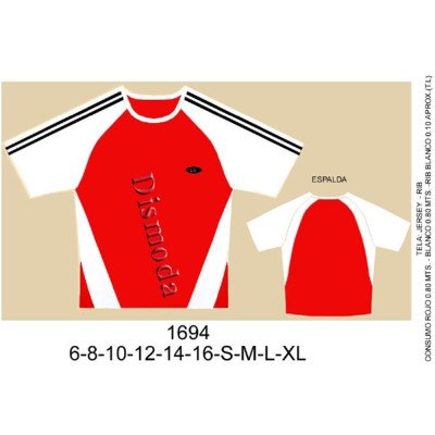 1694 - Molde de Polera de hombre manga raglan; 1694 - Molde de Polera de hombre manga raglan;