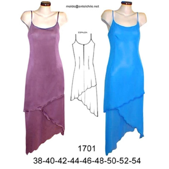 1701 - Molde de Vestido asimetrico 1701 - Molde de Vestido asimetrico
